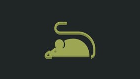 Green Experimental mouse icon isolated on black background. 4K Video motion graphic animation.