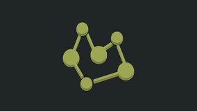 Green Chemical formula icon isolated on black background. Abstract hexagon for innovation medicine, health, research and science. 4K Video motion graphic animation.