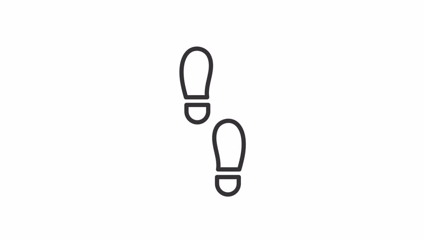 Animated footsteps line icon. Shoe prints animation. Walking exercise. Physical activity. Keep going. Loop HD video with alpha channel, transparent background. Outline motion graphic Royalty-Free Stock Footage #1104426637