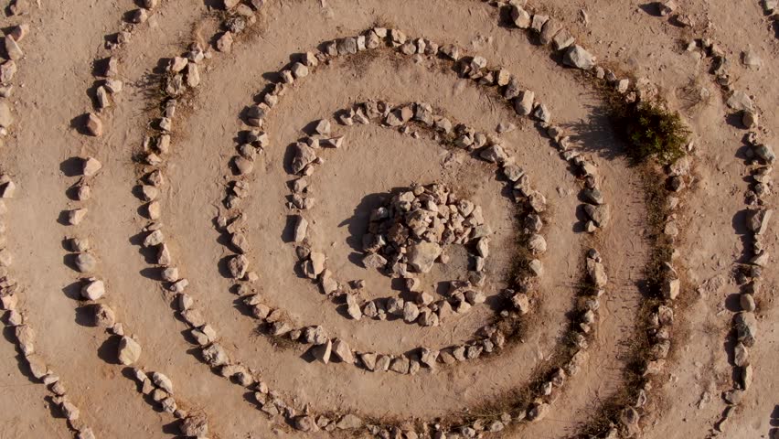 Magic Spiral Stones Formation in Ibiza Hippie simbols