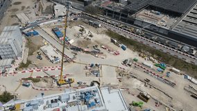 High Speed 2 4K Video Cricling London Building Site Euston Station 