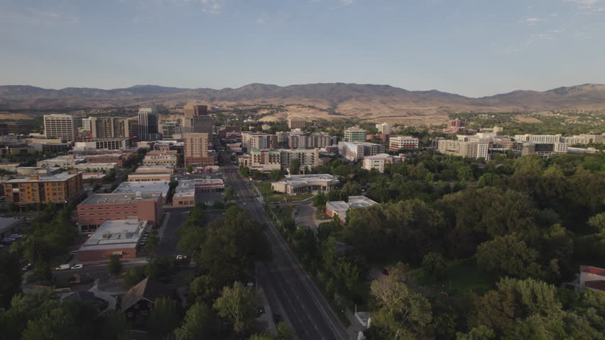Panning right over Capitol Boulevard in Boise Idaho