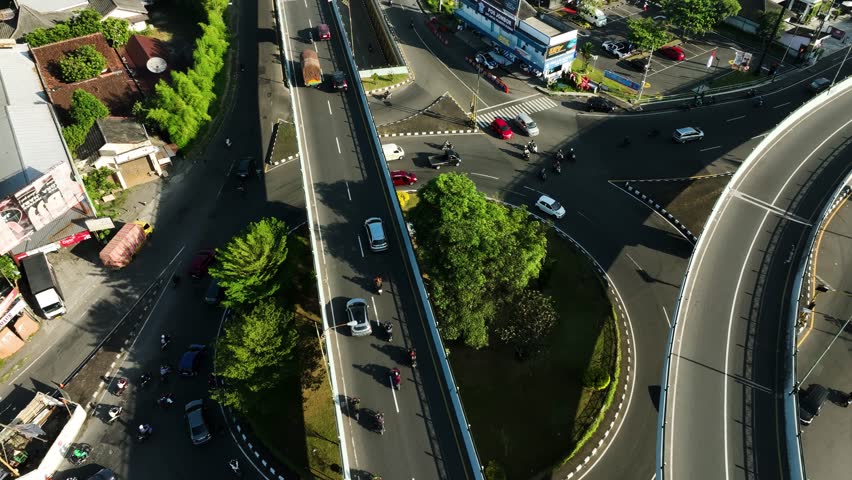 Aerial View of Flyover or Overpass in Yogyakarta City, Indonesia Royalty-Free Stock Footage #1104441913