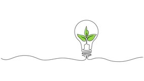 animated continuous single line drawing of green plant in light bulb, green energy concept line art animation - Powered by Shutterstock - Get 15% off with code: PIKWIZARD15