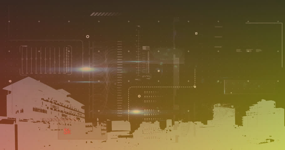 Animation of multiple texts, graphs, loading bars, lines against modern buildings in background. Digital composite, multiple exposure, report, business, progress and architecture concept. | Shutterstock HD Video #1104444437