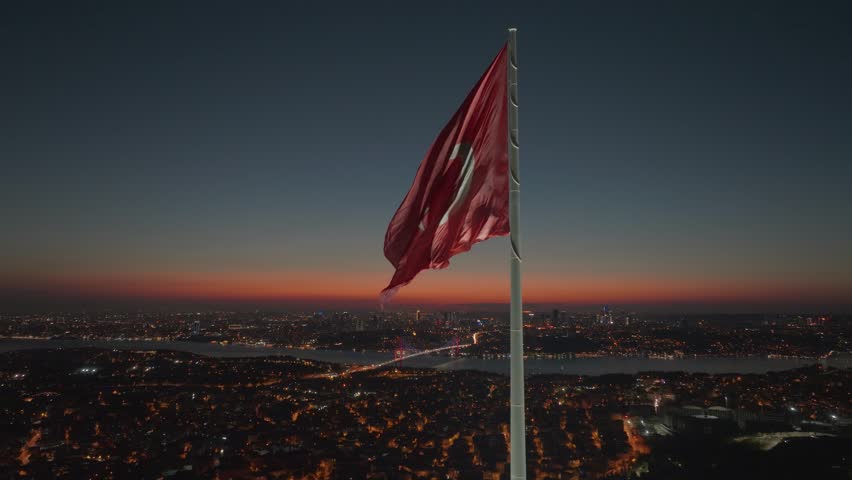 
Turkish Flag Drone Video, Turkish Flag and Spectacular Istanbul View Camlica Hill Uskudar, Istanbul Turkey Royalty-Free Stock Footage #1104459519