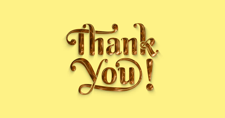 Thank you animation in a brown shiny texture isolated on the yellow color alpha channel. Handwritten text modern calligraphy. Great for Celebrations, Wishes,  Messages, holidays, and festivals  | Shutterstock HD Video #1104462263