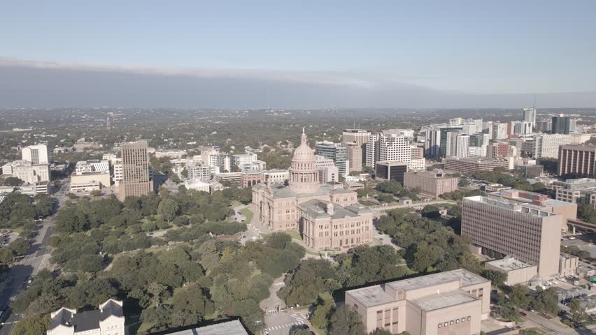 Texas State Capital in Austin Aerial Shot