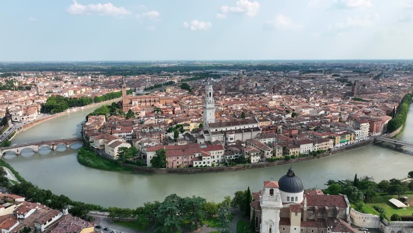 Aerial view of Verona city. Veneto, Italy Royalty-Free Stock Footage #1104464941
