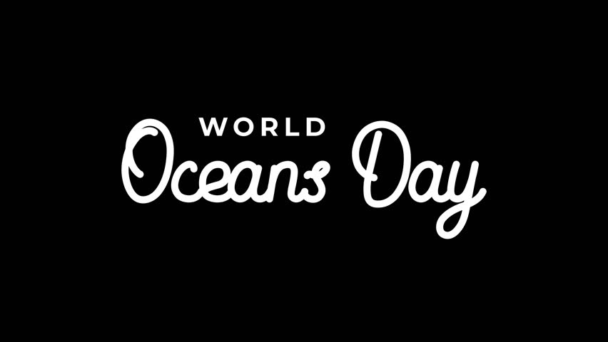World Ocean Day Text Animation in white color alpha channel. world ocean day handwriting lettering animation. Suitable for greeting card and world ocean day celebration. | Shutterstock HD Video #1104468161