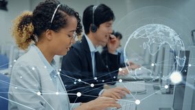 Mixed media of multi national operator working in call center and global communication network concept. Worldwide business. Telemarketing. - Powered by Shutterstock - Get 15% off with code: PIKWIZARD15