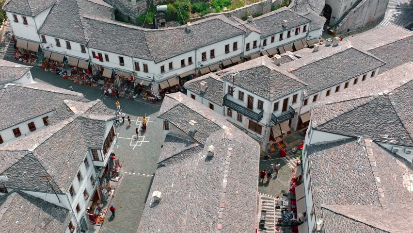 View at the town of Gjirokastra on Albania, Unesco world heritage 