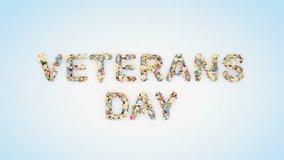 Animated Floral Text Background for Veterans Day Celebration with Patriotic Flowers, Perfect for Video Content, Greeting Cards, and Social Media Posts