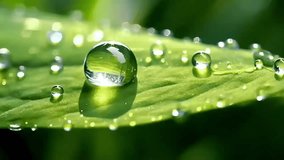 Drops of water on a green leaf macro close up. Drops of dew. - Powered by Shutterstock - Get 15% off with code: PIKWIZARD15