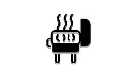 Black Barbecue grill icon isolated on white background. BBQ grill party. 4K Video motion graphic animation.