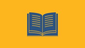 Blue Open book icon isolated on orange background. 4K Video motion graphic animation. - Powered by Shutterstock - Get 15% off with code: PIKWIZARD15