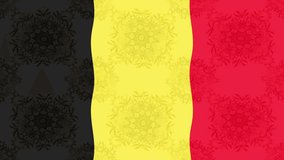 Motion footage background with colorful flag. The flag of Belgium.