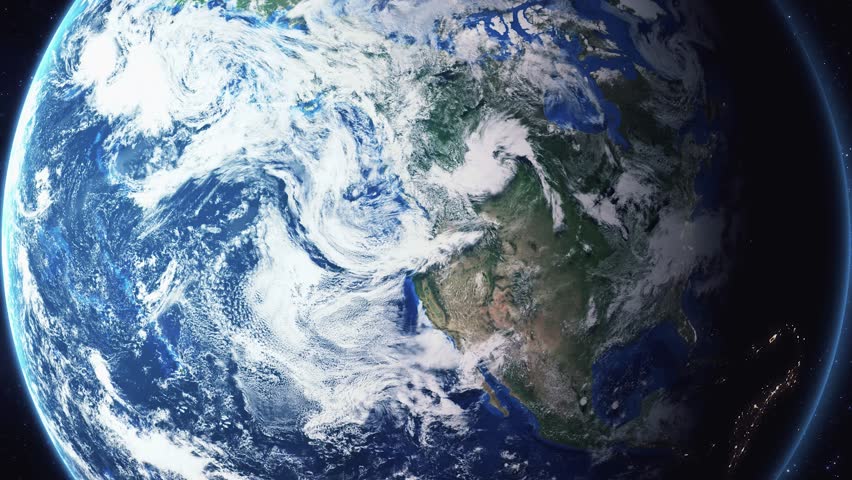 Earth zoom in from space and focus on Sherwood, Oregon, USA. 3D Animation. Background for travel intro.