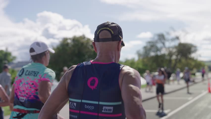4K 100 FPS Following an Iron Man athlete in Taupo New Zealand