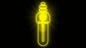 Turning light bulb animation, Switching on, Warm white light over dark black background, neon light display concept idea, power, electricity, energy, invention, creativity, imagination and Creative i