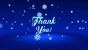 Thank You Text Reveal On Magic Blue Shiny Snowflakes Particles Falling With Shimmering Glitter Sparkles Dust On Light Floor Background, Seamless Loop - Powered by Shutterstock - Get 15% off with code: PIKWIZARD15