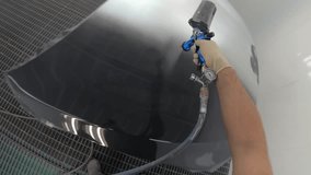 Painting Spray Paint vehicle parts at car service workshop. Industrial spray painting process. Car manufacturing factory. - Powered by Shutterstock - Get 15% off with code: PIKWIZARD15