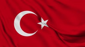 Turkey waving flag. National 3d Turkish flag waving. Turkish flag 1080p resolution Background. Turkey flag Closeup
