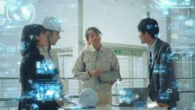 Mixed media of group of multinational businesspeople and engineers meeting in lobby and digital technology concept. System engineering. - Powered by Shutterstock - Get 15% off with code: PIKWIZARD15