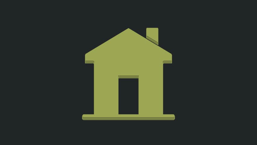 Green House icon isolated on black background. Real estate agency or cottage town elite class. 4K Video motion graphic animation. Royalty-Free Stock Footage #1104526627