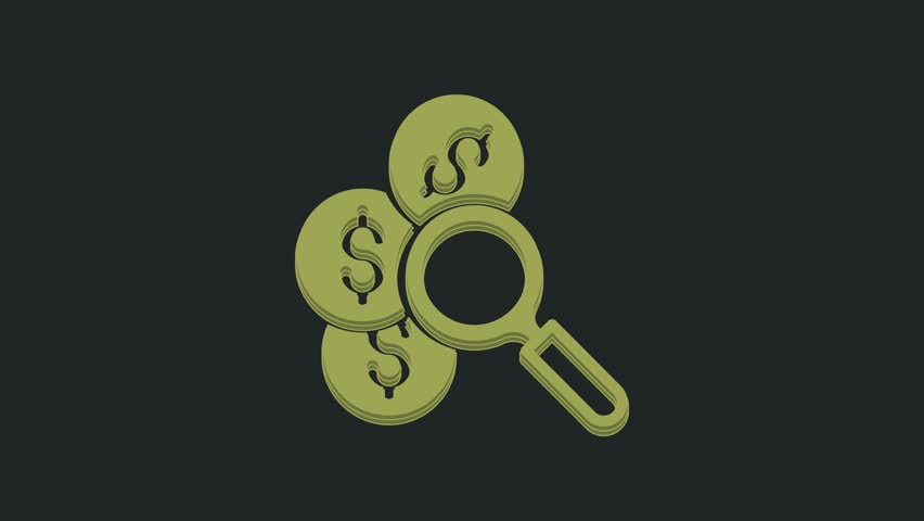 Green Search for money icon isolated on black background. 4K Video motion graphic animation. | Shutterstock HD Video #1104526667
