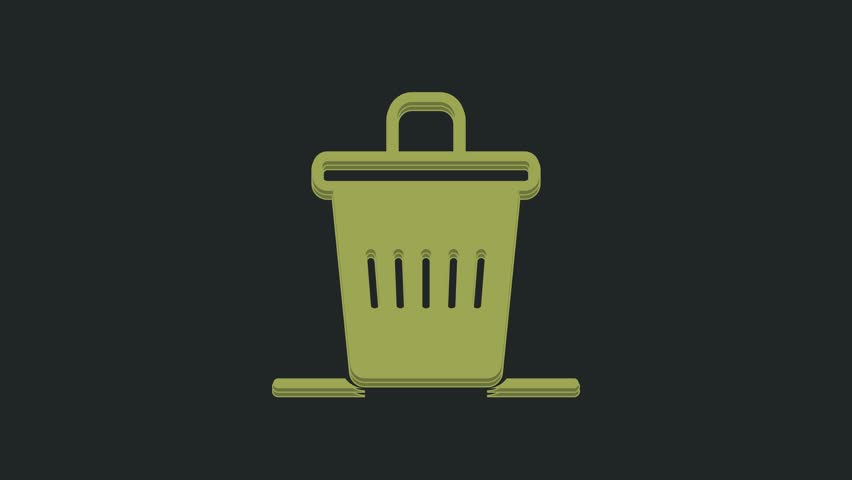 Green Trash can icon isolated on black background. Garbage bin sign. Recycle basket icon. Office trash icon. 4K Video motion graphic animation. | Shutterstock HD Video #1104526685
