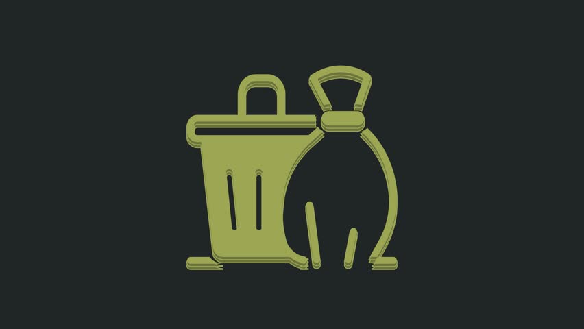 Green Trash can icon isolated on black background. Garbage bin sign. Recycle basket icon. Office trash icon. 4K Video motion graphic animation. | Shutterstock HD Video #1104526715