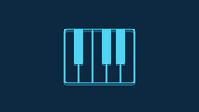 Blue Music synthesizer icon isolated on blue background. Electronic piano. 4K Video motion graphic animation.