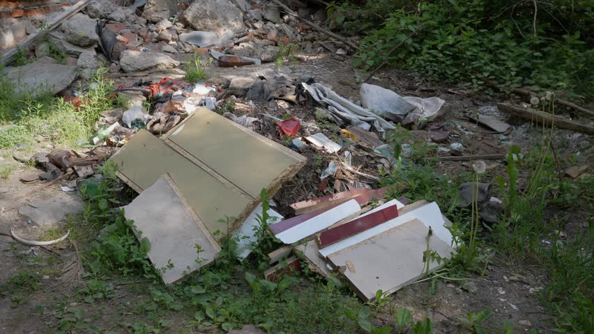 Environmental problems construction debris on the ground 4k | Shutterstock HD Video #1104543629