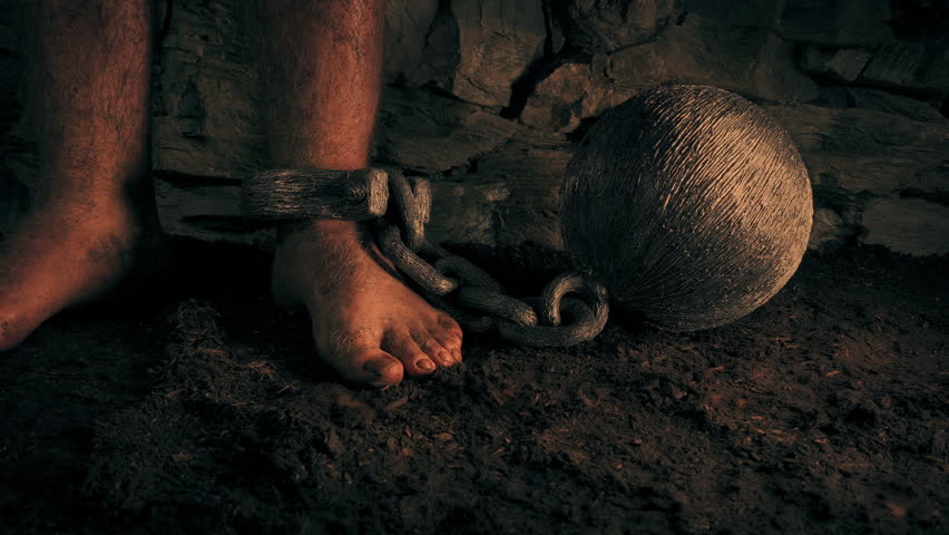 Man Wearing Ball And Chain In Medieval Prison Royalty-Free Stock Footage #1104544587