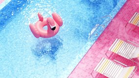 Flamingo float around swimming pool, Vaporwave Aesthetic 3D Rendering - Powered by Shutterstock - Get 15% off with code: PIKWIZARD15