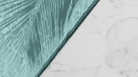 Top view of swimming pool with palm shadow and marble background. Luxury product placement podium with water waves. Beauty, skincare and spa brand summer mockup.  - Powered by Shutterstock - Get 15% off with code: PIKWIZARD15