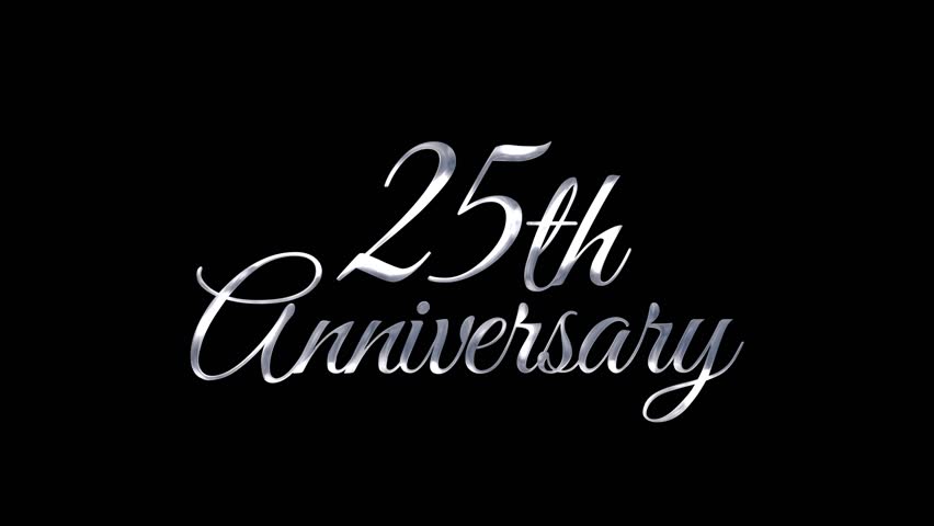 Happy 25th wedding anniversary Text Animation with Grey Lettering on Black Background. Good for Celebration, Party, Wedding, Invitation card. | Shutterstock HD Video #1104556261