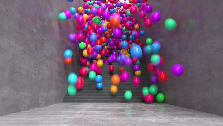 Colorful balls falling stairs three dimensional animation Royalty-Free Stock Footage #1104556645