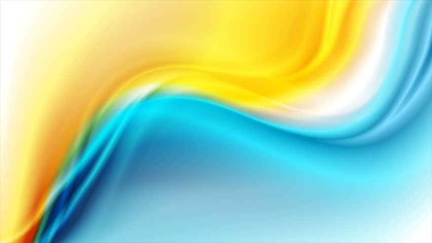 Blue yellow glowing smooth waves abstract motion background. Video animation Ultra HD 4K 3840x2160