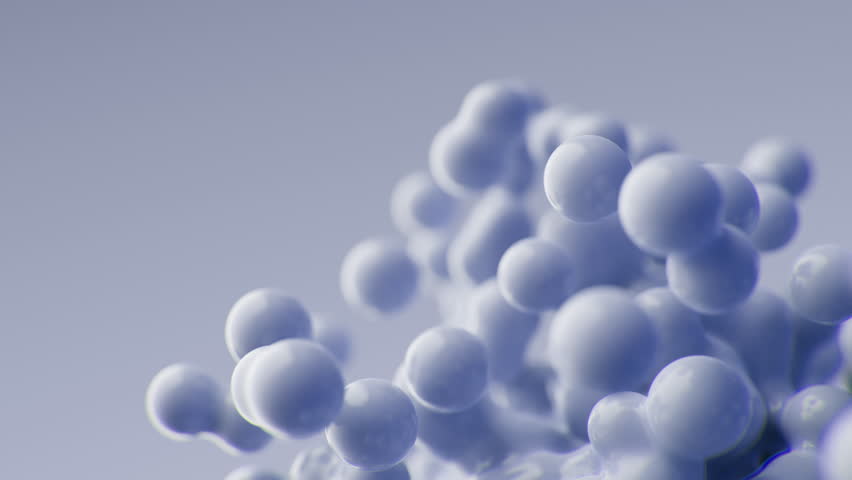 Slow motion abstract meta balls 3D render animation flying blue violet metaballs moving molecules ads background business education medical presentation backdrop motion spheres particles template | Shutterstock HD Video #1104559589