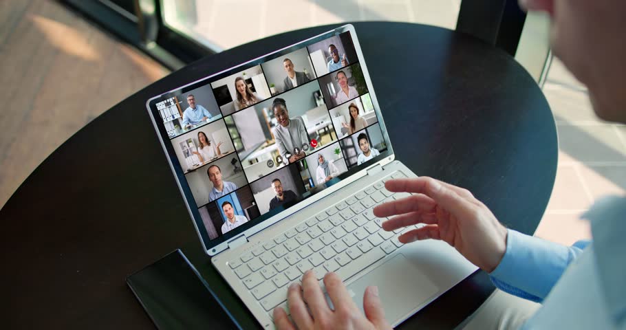 Video Conference Webinar Online Call Meeting On Laptop