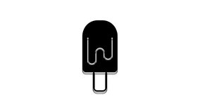 Black Ice cream icon isolated on white background. Sweet symbol. 4K Video motion graphic animation.