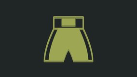 Green Boxing short icon isolated on black background. 4K Video motion graphic animation.