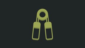 Green Sport expander icon isolated on black background. Sport equipment. 4K Video motion graphic animation.