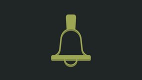 Green Boxing bell icon isolated on black background. 4K Video motion graphic animation.