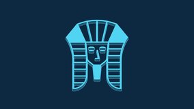 Blue Egyptian pharaoh icon isolated on blue background. 4K Video motion graphic animation.