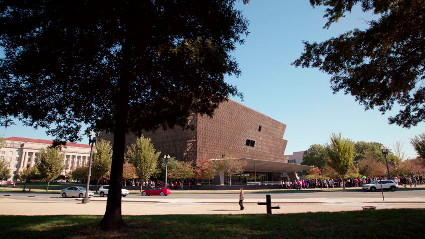National Museum of African American History and Culture in the heart of Washington DC, USA. NMAAHC. Spectacular architectural landmark by the Smithsonian located in the National Mall.