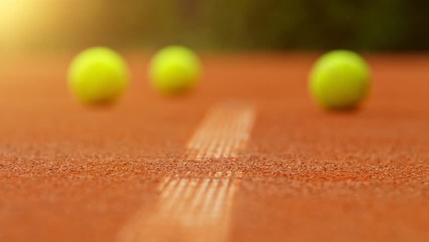 Super Slow Motion of Hitting Tennis Ball on Line. Low Depth of Focus. Filmed on High Speed Cinema Camera, 1000fps. | Shutterstock HD Video #1104569035