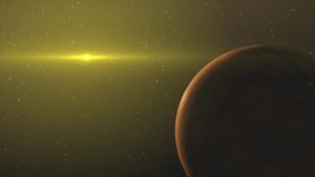 The sun illuminates an exoplanet in deep space. in 4k, science and technology